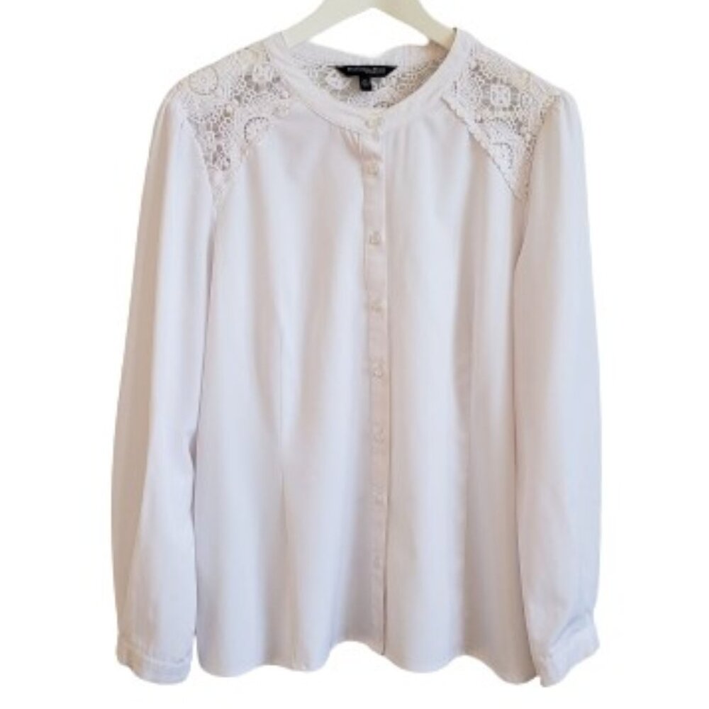 Precision Petite white lacy blouse